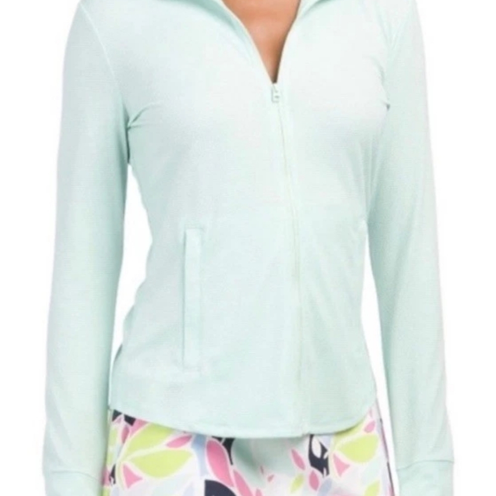 NWT. Tommy Bahama Golf Jacket Full Zip Mint Green Sz.Large